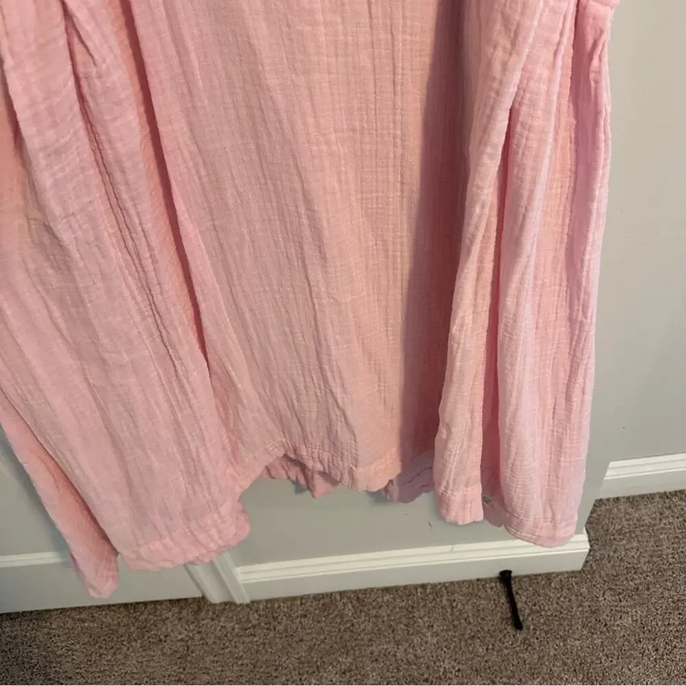 Free People Pink Cotton Gauze Maxi Dress Oversized XS